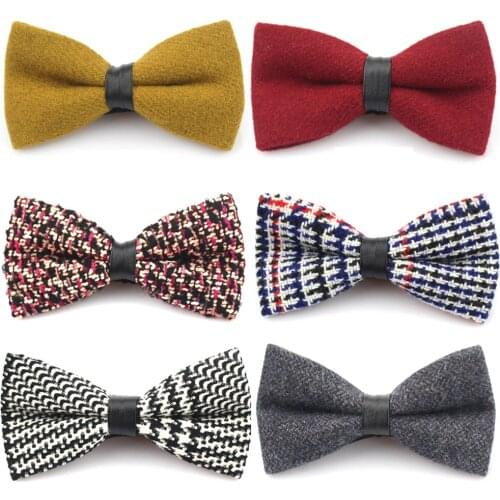 New Wool Bowties For men High Quality Brand Casual Plaid Bow Tie Solid Mens Necktie for Wedding Cravats Neckwear