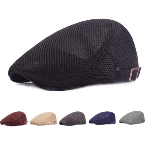 New Beret Hats for Men Summer Breathable Mesh Solid Newsboy Cap Vintage Classic Women Ivy Flatcap Hat Visor