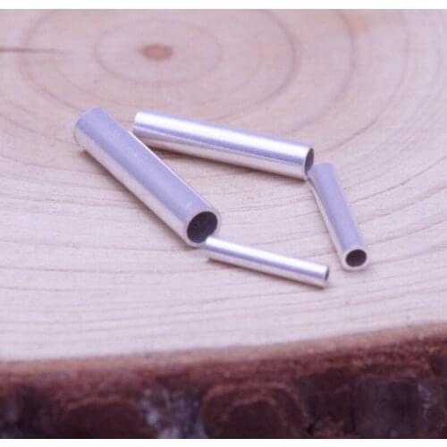 2mm 10pcs 999 sterling Silver Round Tube Silver Crimp End Beads Silver Crimps Silver End Bead for Jewelry Making Findings