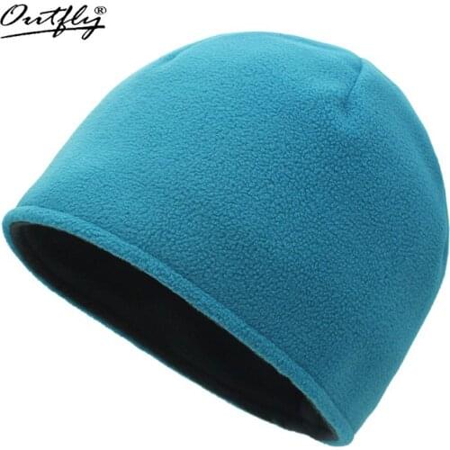 Autumn and Winter Skullies Beanie Unisex Running Hat Polar Fleece Double Layer and Double-sided Wear Hood
