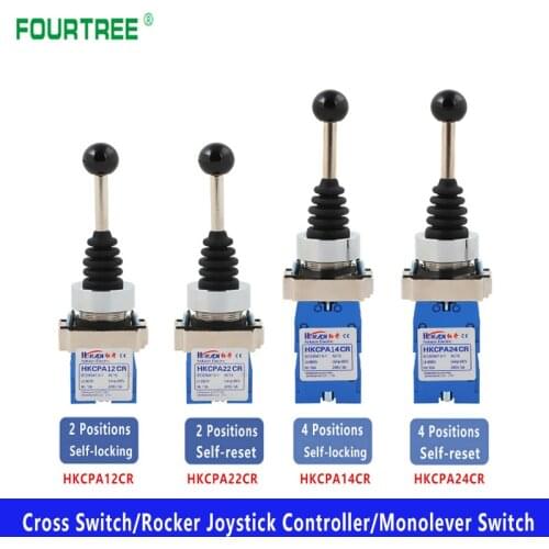 Joystick Switch Monolever Rocker Cross Master Switch 2-Way 4-Way Self-reset Self-locking 2NO 4NO Hole Size 22mm XD2 HKC Series