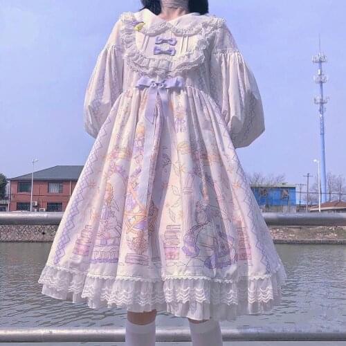 Gothic Lolita Dress Harajuku Street Fashion Cross Cosplay Female Dress Japanese Soft Sister Style Star Tulle Dress Cute Girl2020