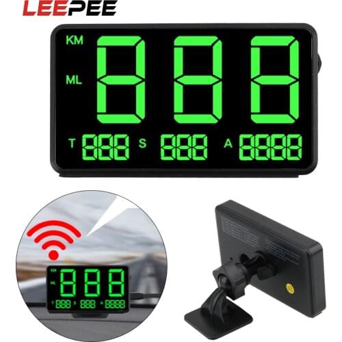 LEEPEE Big Fonts LED Display Car Head Up Display Odometer Car GPS Speedometer Car Speed Alarm MPH KMH Altitude Display Projector