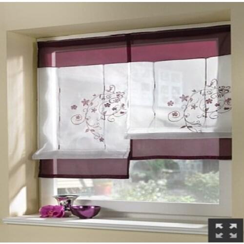 Roman Short kitchens curtains Solid Curtains Embroidered Window Drapes for the living room Bedroom Decor 1PC 4 color 4 sizes