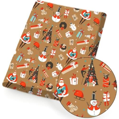 Christmas Printed Polyester Cotton Fabric Sheet Santa Claus Cartoon Cloth Fabrics DIY Craft Dress Sewing Patchework 45*145cm/pc