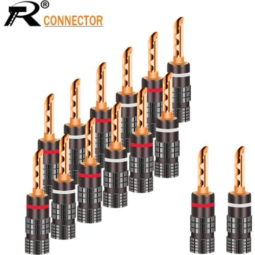 Russian hotsale 10pairs black&red Banana plug 24K Gold Plated Copper BFA 4mm Banana connector Male Speaker plug 20pcs