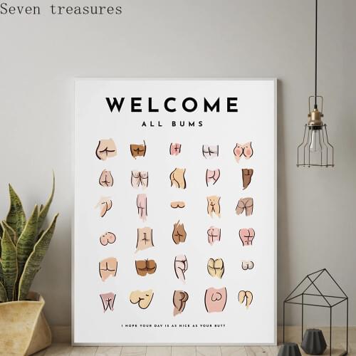 Sexy Butts Collage Bathroom Funny Bathroom Sign Canvas Prints And Poster Cute Art for Men Painting Wall Picture Toilet WC Decor