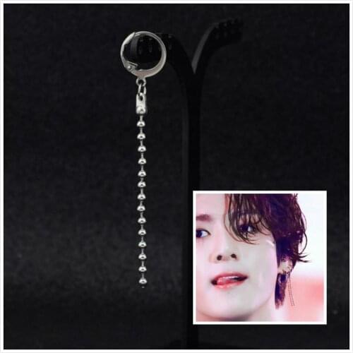 1 pc Kpop Bangtan boys Stud Earrings Punk Stainless Steel Long Beads Tassel Earrings men unisex jewelry Fans Jungkook