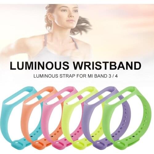 Silicone Watch Band 20mm TPU Waterproof Smart Watch Strap Luminous Monochrome Band Strap For Miband 3/4 Generation Bracelet