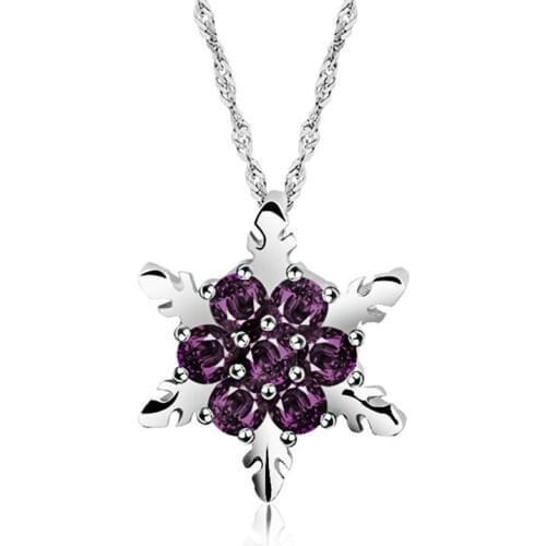 Rhinestone Pendant Necklaces Silver Color Clavicle Chain Snowflake Flower Charm Statement Necklace For Women Fashion Jewelry