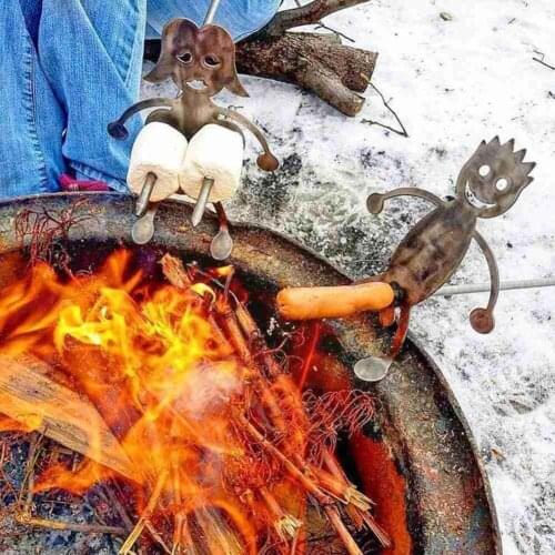 Funny Hot Dog Boy Barbecue Fork Mushroom Girl Grill Skewers Sausage Pot Barbecue Outdoor Meatball Skewers Fork Garden No Gr N0F6