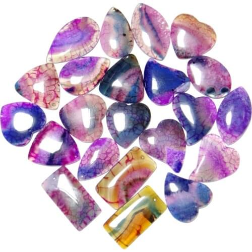 10Pcs Natural Stone Brazil stripe Agates Water drops Ellipse rectangle Charm geode onyx Pendant DIY Necklace Jewelry Making V43