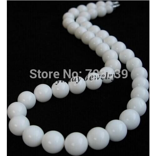 12mm Natural White Tridacna Beaded Necklace 20" Shell Jewelry Birthday Gift 5pcs/Lot Free Shipping