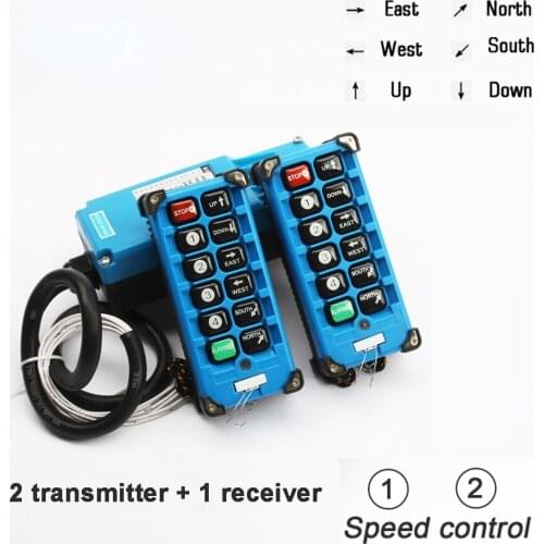 2 transmitters + 1 receiver industrial remote controller switches 8 Channels buttons keys Direction Hoist Crane F21-E2B-8 Blue