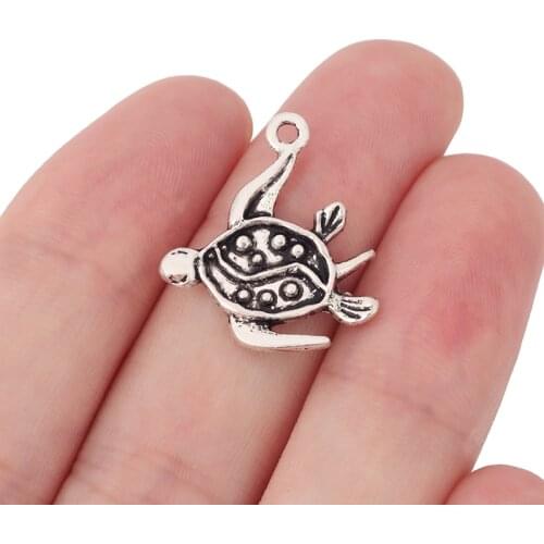 30 x Tibetan Silver Turtle Tortoise Charms Pendants Beads for Bracelet Necklace Jewelry Making Findings 23x21mm