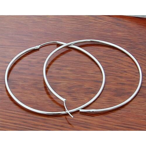 60mm ersonality Super Big Circles Hoop Earrings For Women Fashion 925 Silver colorJewelry Bijoux Trendy Statement Earrings #8