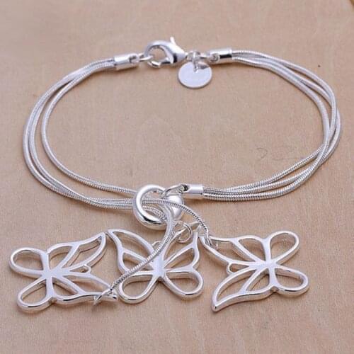 Free shipping 925 jewelry silver plated jewelry bracelet fine fashion buttterfly bracelet wholesale and retail SMTH166