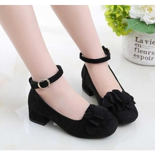 Red Childrens Girls Leather Shoes for Kids High Heeled Girls Princess Shoes For Party Wedding Big Girls Dress Shoes