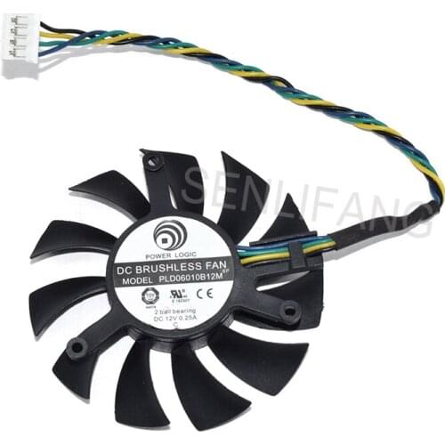 For Power Logic PLD06010B12M DC12V 0.25A 4 Wires 55X55X10mm GPU Fan
