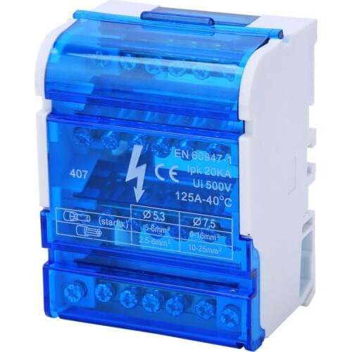 4-Level Single Phase Junction Box 4 Input 24 Output 407 Terminal Block Distribution Box Strip Wire Connector with Cover