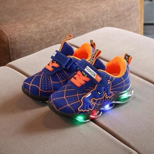 Spiderman Children Boys Shoes Kids LED Shoes With Light Toddler Baby Shoes Luminous Glowing Sneakers Spider man Cartoon Shoes