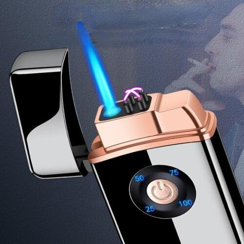 Gas-electric Hybrid Dual-use Inflatable Charging Power Display Boutique Windproof Lighter Smoking Accessories for Weed Men Gift