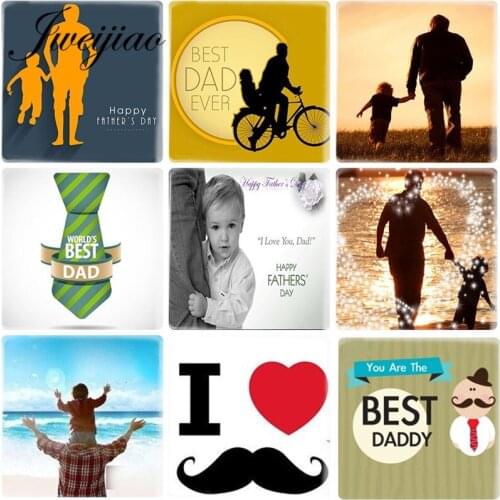 JWEIJIAO Worlds Best Dad Ever 12mm Square Shape DIY Glass Cabochon Jewelry Cameo Charms Settings Fathers Day Gift