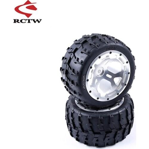 Wheel Tire Kit with CNC Metal Hubs for 1/5 FG ROFUN ROVAN BM Monster Truck Spare Toys Parts