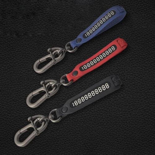 RE Anti-lost Phone Number Woven Leather Keychain 360-degree Rotating Horseshoe Metal Keychain Men women Car Keychain Accessories