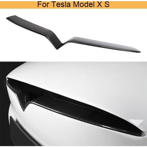 Carbon Fiber Front Grill Trim Cover For Tesla Model X S 2016 - 2019 Car Front Bumper Grill Trim Cover Decoration