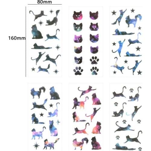 6sheets/pack kawaii cartoon animal sky cats decoration sticker adhesive diary sticker scrapbook stationery stickers