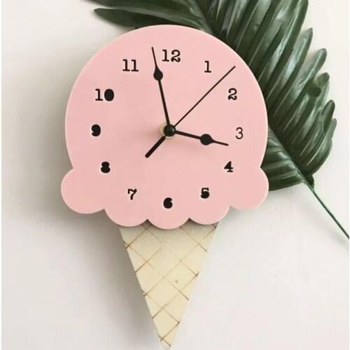 Nordic Rabbit Wall Clocks Wooden Ice Cream Swan Crown Cloud Kids Room Decorations Mute Clocks INS Photo Baby Room Nursery Decor