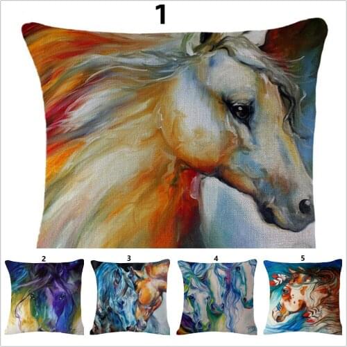 Painted Horse Cushion Covers 45x45 cm 1 Piece Colored Suqare Throw Pillow Cover for Car Hotel Home Decor Cheap Pillowcase