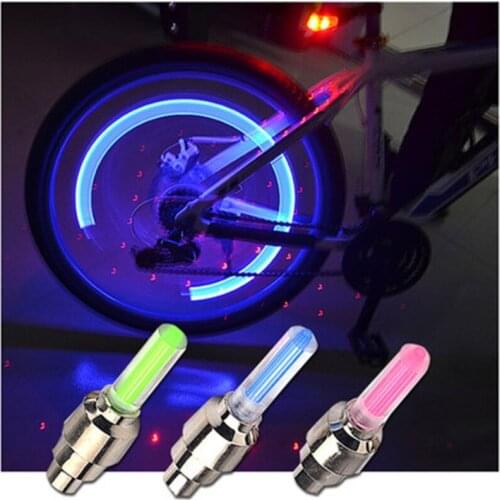 2 PCS Neon Bicycle Spoke Light Mini LED Bicycle Tail Light Mountain Bike Wheel Nozzle Valve Cap Light Riding Warning Light