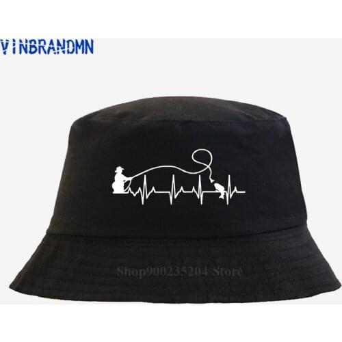 2021 Vinbrandmn Newest summer cotton Bucket hat Fly Fishing Heartbeat Fishing hat Fish EKG Trout Fishing by Creation Outdoor hat