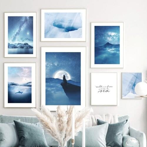 Ocean Mountain Tower Quote Moon Sea Beach Wall Art Canvas Painting Posters And Prints Living Room Decoration Nordic Style Decor