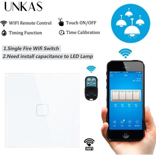 UNKAS EU Standard 1 Gang Amazon Alexa Voice Control Tuya/Smart Life/ewelink WiFi smart switch Touch Switch for Google Home