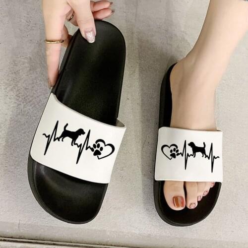 Shoes for women 2021 Cute puppy slippers Dog paw house outdoor Beach slides summer hotest flip flops