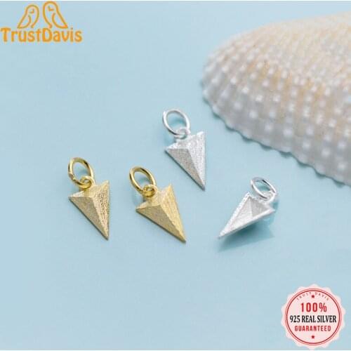 TrustDavis Real 925 Sterling Silver Fashion Drawing Triangle Charm Pendant Handmade DIY Accessories Fine Jewelry Wholesale HY267