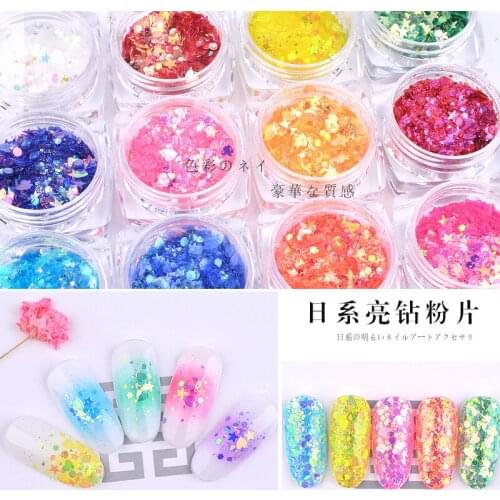 Japanese Nail Art Sequins Super Thickness Mixed Glitter Illusion Color Combination Sequin DIY Phototherapy Nail Decoration