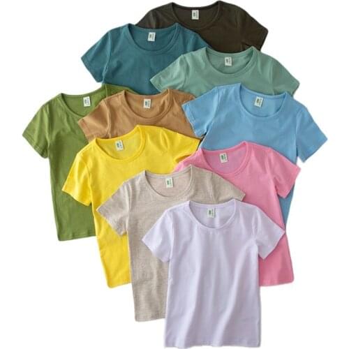 Yocute Children Clothing Fashion Summer Kids T-shirt Soft 95% 160g Cotton Kids T-shirt Boy Girls Short Sleeve Blank Top 3-8 Year