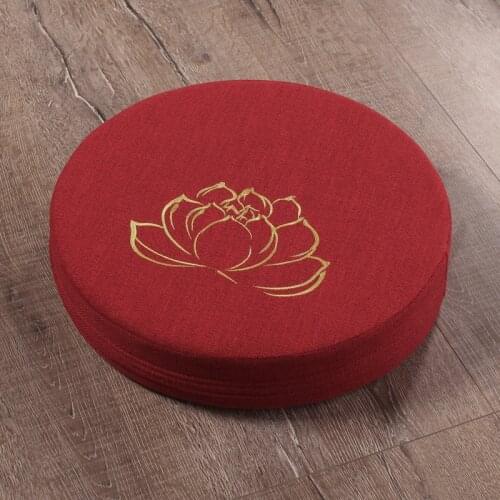 Yoga Meditate Hard Texture Meditation Cushion Backrest Pillow Japanese Tatami Mat Removable Washable Lotus Embroidery Mat