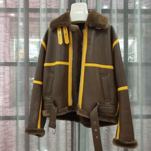 Natural sheep real fur coat double-faced fur womens tops and blouses genuine leather jacket plus size parka real fur clothing