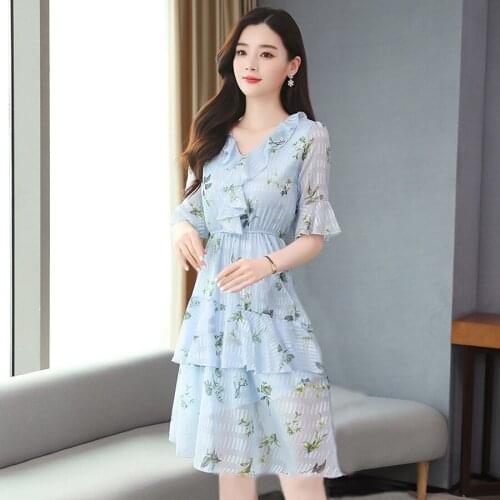 2021 Elegant Fashion Print Chiffon Sexy Mini Dress Summer 3XL Plus Size Vintage Sweet Runway Dress Women Bodycon Party Vestidos