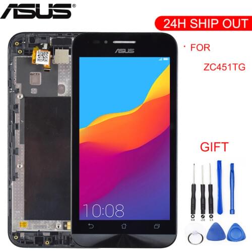 For ASUS Zenfone Go ZC451TG LCD Display Digitizer Sensor Outer Glass With Frame 4.5'' 854*480 For ASUS ZC451TG Touch Screen