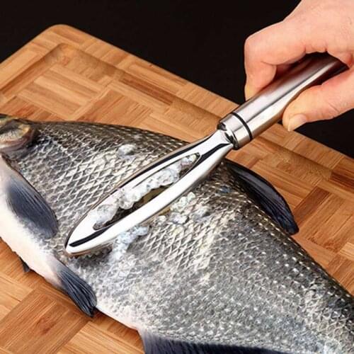 1Pcs 304 Thick Stainless Steel Fish Scale Planing Fish Scale Cleaner Household Fish Scale Kitchen Tool Fish Brush Knife