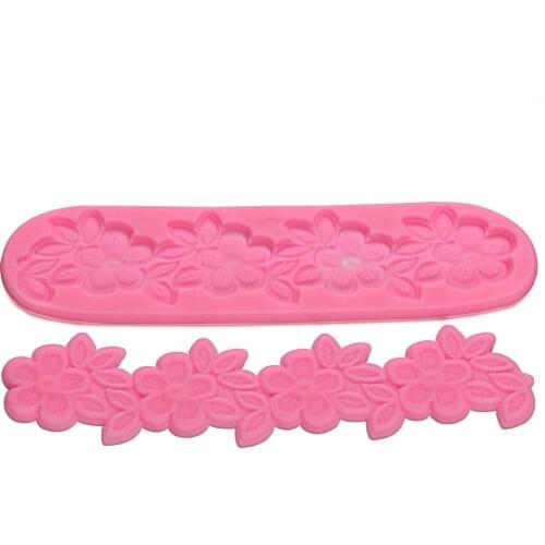 1PCS Flower Silicone Mold Fondant Mold Cake Decorating Tools Chocolate Gumpaste Mold Lace Border Baking Tool
