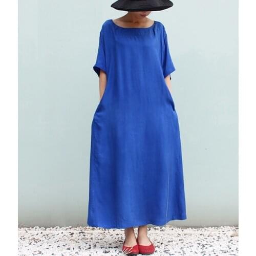 2018 Original design one-piece dress loose elegant linen one-piece dress full dress 16358-6