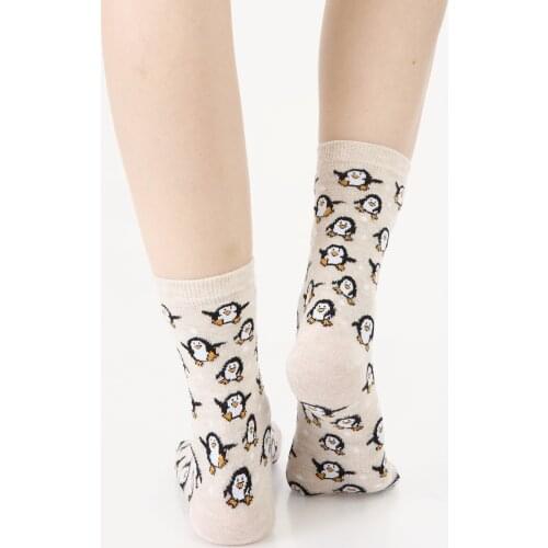 3 pair from turkey high quality cotton happy socks womens summer lot pack wholesale socs design funny animal penguin adelie bab
