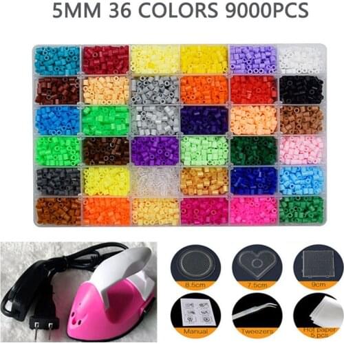 5mm 24/48 grid Perler Fuse Beads Kit Hama beads Whole Set with Pegboard and Iron 3D Puzzle DIY Toy Kids Creative Handmade Craft